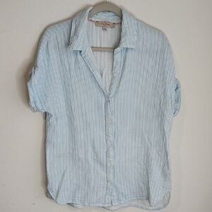 Casa Cabana Blue Striped Oversized Shirt With Folded Sleeves